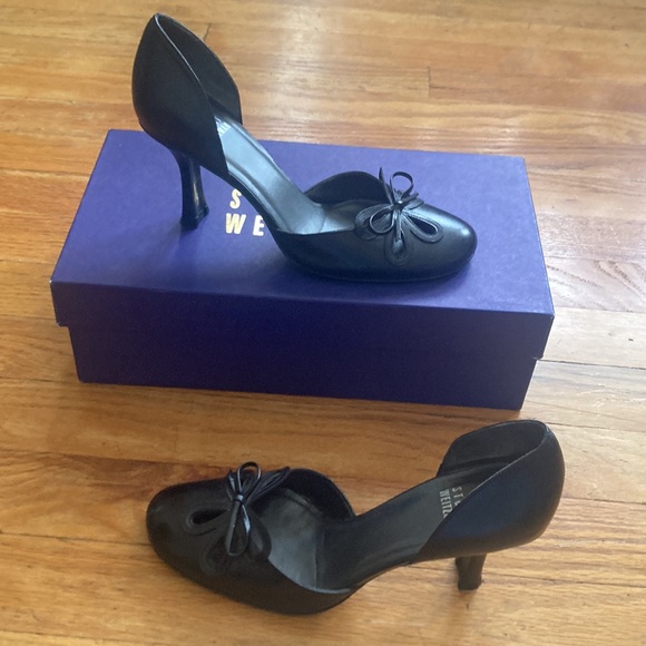 Stuart Weitzman Black Leather Heels - Picture 1 of 12